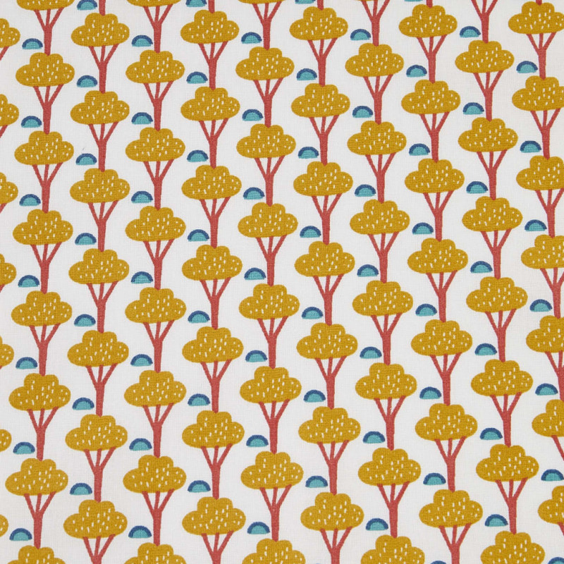 Printed Cotton NINOS White / Mustard